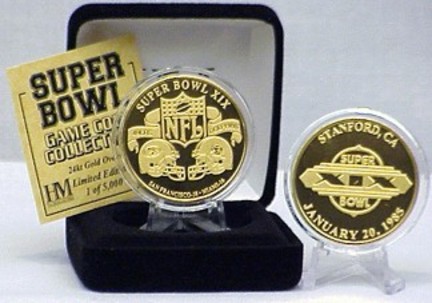 24KT Gold Super Bowl XIX Flip Coin from The Highland Mint