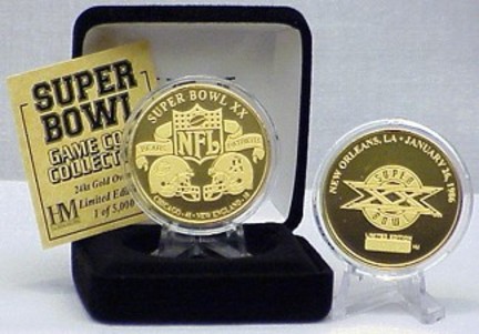 24KT Gold Super Bowl XX Flip Coin from The Highland Mint
