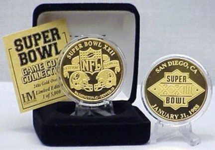 24KT Gold Super Bowl XXII Flip Coin from The Highland Mint