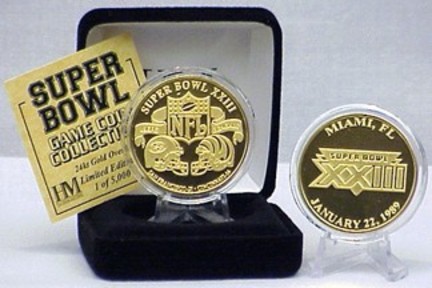 24KT Gold Super Bowl XXIII Flip Coin from The Highland Mint