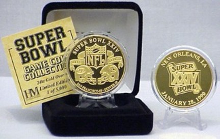 24KT Gold Super Bowl XXIV Flip Coin from The Highland Mint