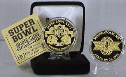 24KT Gold Super Bowl XXVI Flip Coin from The Highland Mint