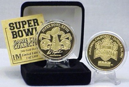 24KT Gold Super Bowl XXVII Flip Coin from The Highland Mint