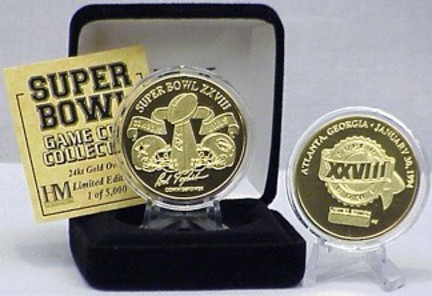 24KT Gold Super Bowl XXVIII Flip Coin from The Highland Mint