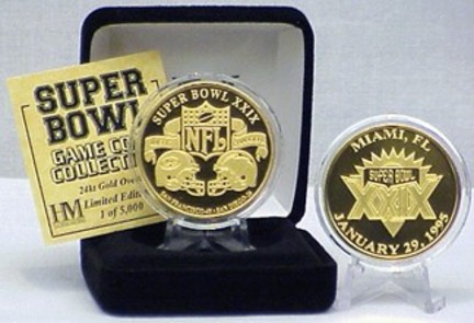 24KT Gold Super Bowl XXIX Flip Coin from The Highland Mint