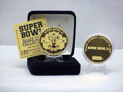 24KT Gold Super Bowl II Flip Coin from The Highland Mint