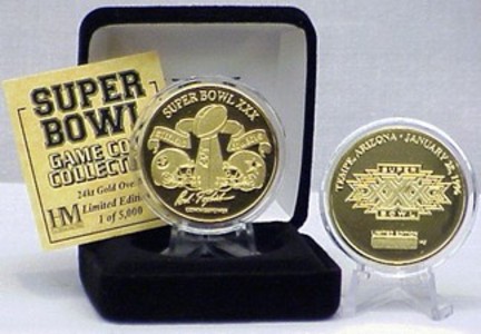 24KT Gold Super Bowl XXX Flip Coin from The Highland Mint