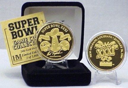 24KT Gold Super Bowl XXXI Flip Coin from The Highland Mint