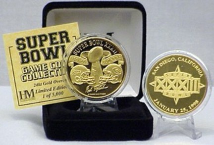 24KT Gold Super Bowl XXXII Flip Coin from The Highland Mint