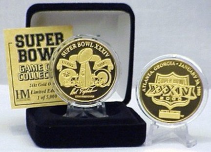 24KT Gold Super Bowl XXXIV Flip Coin from The Highland Mint