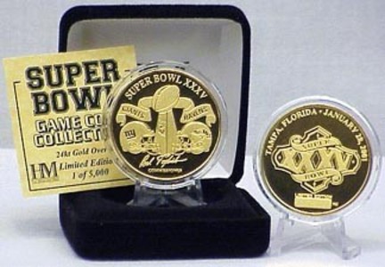 24KT Gold Super Bowl XXXV Flip Coin from The Highland Mint