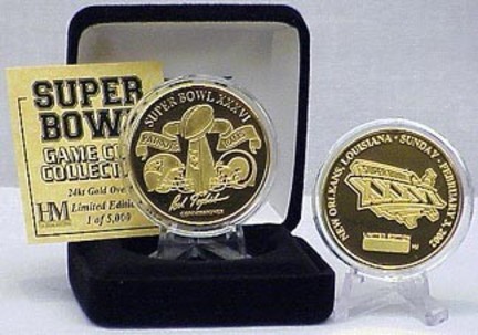 24KT Gold Super Bowl XXXVI Flip Coin from The Highland Mint