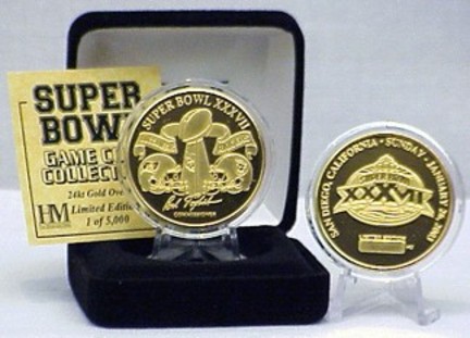24KT Gold Super Bowl XXXVII Flip Coin from The Highland Mint