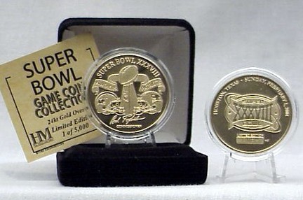 24KT Gold Super Bowl XXXVIII Flip Coin from The Highland Mint