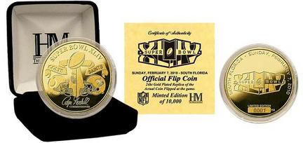 Super Bowl XLIV Official 24KT Gold Flip Coin from The Highland Mint