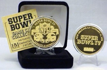 24KT Gold Super Bowl IV Flip Coin from The Highland Mint