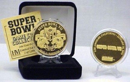 24KT Gold Super Bowl VII Flip Coin from The Highland Mint