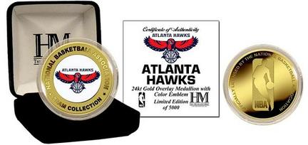 Atlanta Hawks 24KT Gold and Color Team Logo Coin Collection from The Highland Mint
