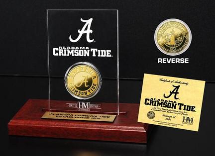 Alabama Crimson Tide 24KT Gold Coin in an Etched Acrylic Desktop Display from The Highland Mint