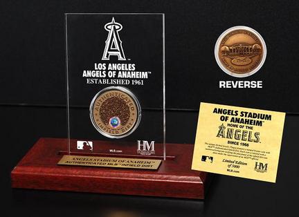 Los Angeles Angels of Anaheim Stadium Infield Dirt Bronze Coin in a Etched Acrylic Desktop Display from The Highland Min