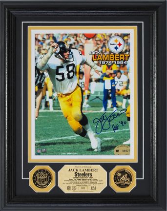 Jack Lambert Autographed 8" x 10" Framed Photograph and Medallion Set from The Highland Mint