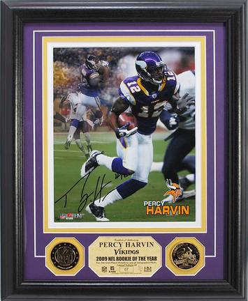 Percy Harvin Autographed Framed 8" x 10" Photograph and Medallion Set from The Highland Mint