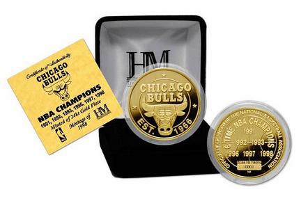 Chicago Bulls 6 Time NBA Champions 24KT Gold Coin from The Highland Mint