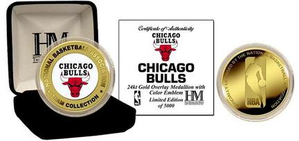 Chicago Bulls 24KT Gold and Color Team Logo Coin Collection from The Highland Mint
