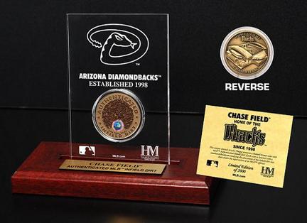 Arizona Diamondbacks Chase Field Infield Dirt Bronze Coin in a Etched Acrylic Desktop Display from The Highland Mint