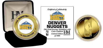 Denver Nuggets 24KT Gold and Color Team Logo Coin Collection from The Highland Mint