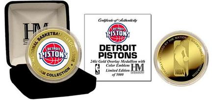 Detroit Pistons 24KT Gold and Color Team Logo Coin Collection from The Highland Mint