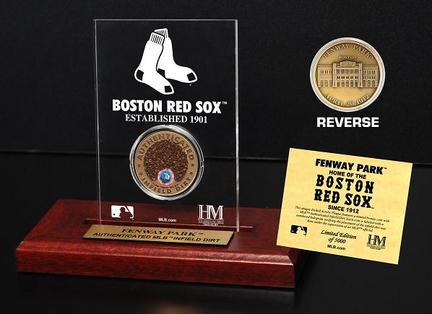 Boston Red Sox Fenway Park Infield Dirt Bronze Coin in a Etched Acrylic Desktop Display from The Highland Mint