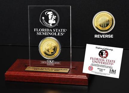 Florida State Seminoles 24KT Gold Coin in an Etched Acrylic Desktop Display from The Highland Mint