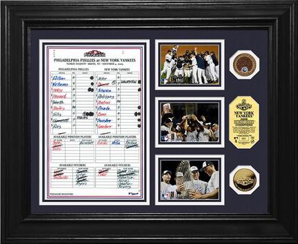 New York Yankees 2009 World Series Champions "Game 6 Line Up Card" Framed 3" x 5" Photographs and Me