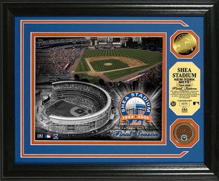 Shea Stadium "Final Season" Framed 8" x 10" Photograph, Medallion and Authentic Infield Dirt Coin fr