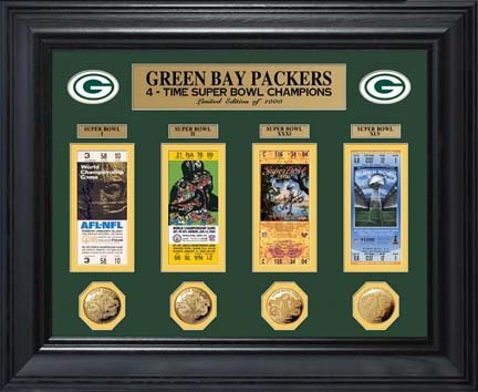 Green Bay Packers Framed Super Bowl Ticket and Game Coin Collectible from The Highland Mint