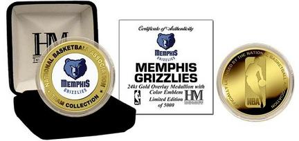 Memphis Grizzlies 24KT Gold and Color Team Logo Coin Collection from The Highland Mint
