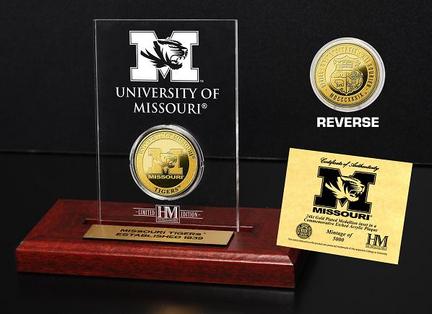 Missouri Tigers 24KT Gold Coin in an Etched Acrylic Desktop Display from The Highland Mint