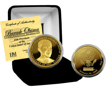 Barack Obama Presidential Inauguration 24KT Gold Coin  from The Highland Mint