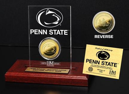 Penn State Nittany Lions 24KT Gold Coin in an Etched Acrylic Desktop Display from The Highland Mint