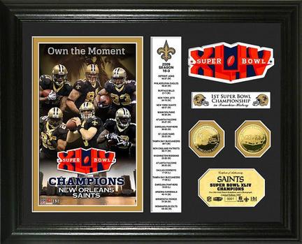 New Orleans Saints Super Bowl XLIV Champions Framed 8" x 10" Banner Photograph and Medallion Set from The High