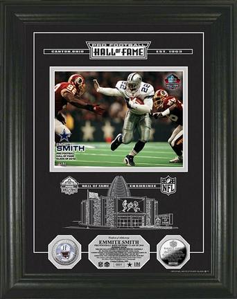 Emmitt Smith HOF Induction Etched Glass Framed 8" x 10" Photograph and Medallion Set from The Highland Mint