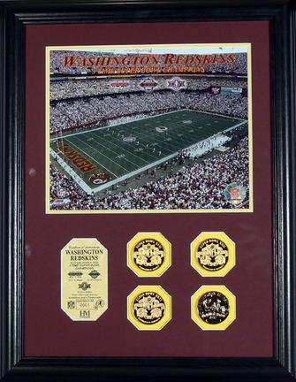 Washington Redskins 3 Time Super Bowl Champions 8" x 10" Framed Photograph and Medallions Set from The Highlan