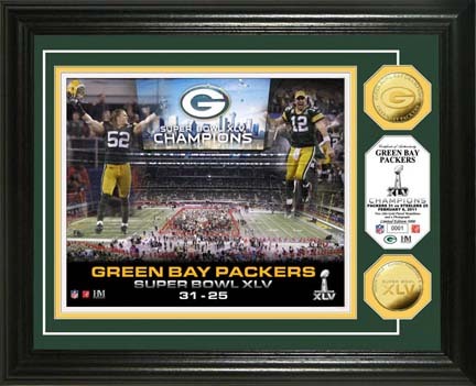 Green Bay Packers Super Bowl XLV Champions Celebration Framed 8" x 10" Photograph and Medallion from The Highl