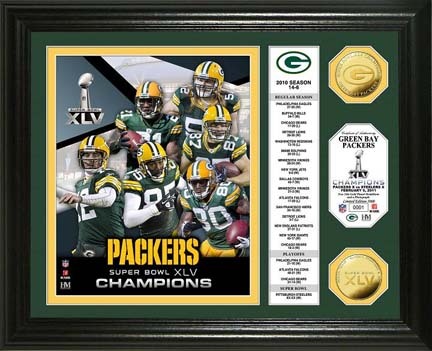 Green Bay Packers Super Bowl XLV Champions Banner Framed 8" x 10" Photograph and Medallion from The Highland M