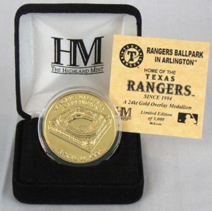 Rangers Ballpark 24KT Gold Commemorative Coin from The Highland Mint