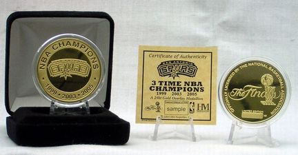 San Antonio Spurs 3 Time Champion 24KT Gold Coin from The Highland Mint