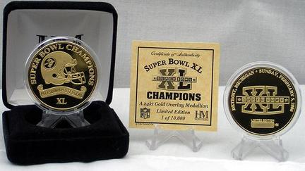 Pittsburgh Steelers Super Bowl XL Champion 24KT Gold Overlay Coin from The Highland Mint