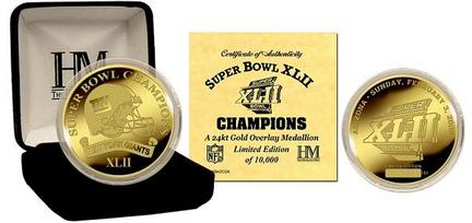 New York Giants 24KT Gold Super Bowl XLII Champions Coin