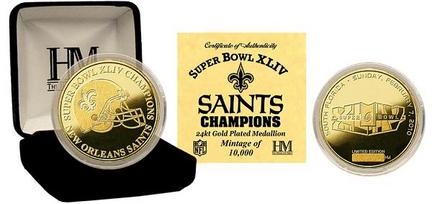 New Orleans Saints Super Bowl XLIV Champions 24KT Gold Coin from The Highland Mint